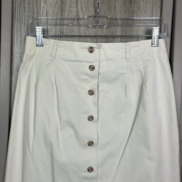 Talbots Cream Button Front Long Pencil Skirt Women's 8 - Picture 2 of 10